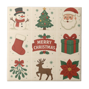 9 Cute Merry Christmas Images Ceramic Tile