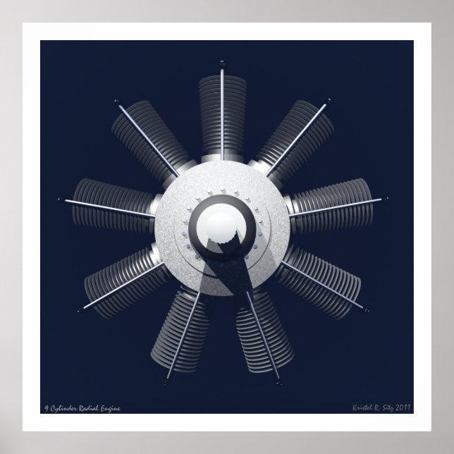 9 Cylinder Radial Engine Poster (Front)