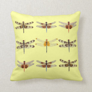 9 Dragonflies on Yellow Pillow