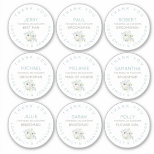 9 Individual Name Thank You Bridal Floral Small