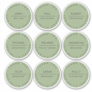 9 Individual Name Thank You Bridal Party Sage