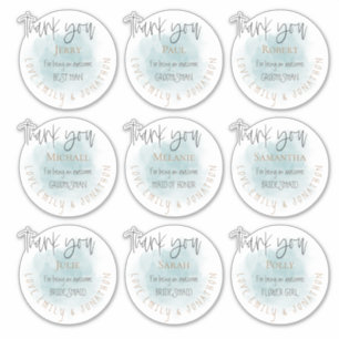 9 Individual Names Thank You Message Wedding Teal