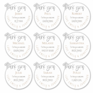 9 Individual Names Thank You Message Wedding White