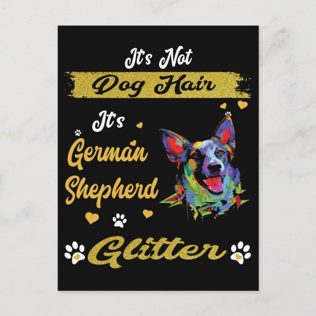 9 It's Not Dog Hair It's German Shepherd Glitter Postcard (Front)