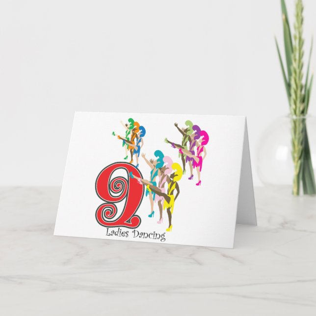 9 Ladies Dancing Holiday Card (Front)