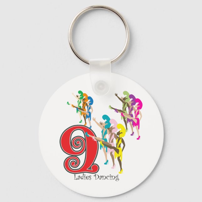 9 Ladies Dancing Key Ring (Front)