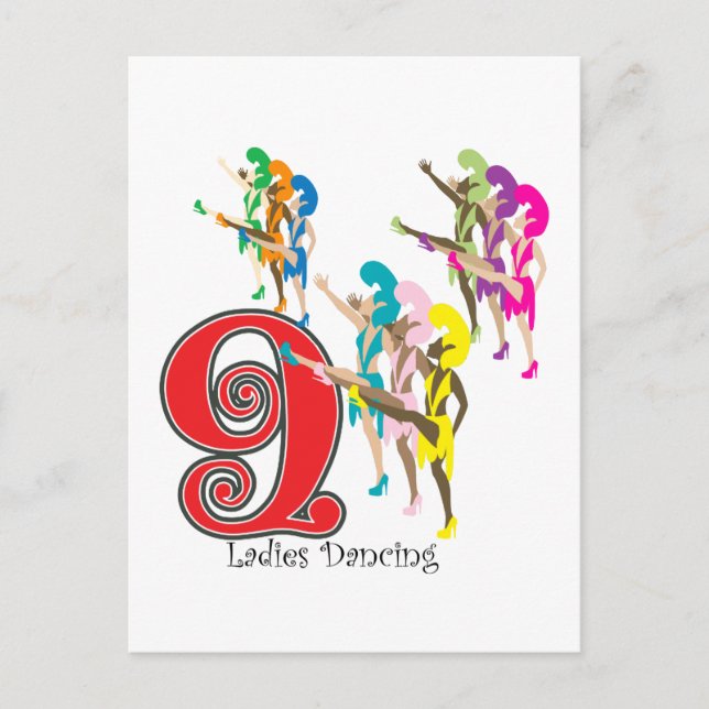 9 Ladies Dancing Postcard (Front)