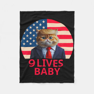 9 Lives By Cat Trump 2024 Win Victory Winner Trump Fleece Blanket