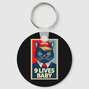 9 Lives Byby Cute Trump Cat Funny Trump 2024 Presi Key Ring