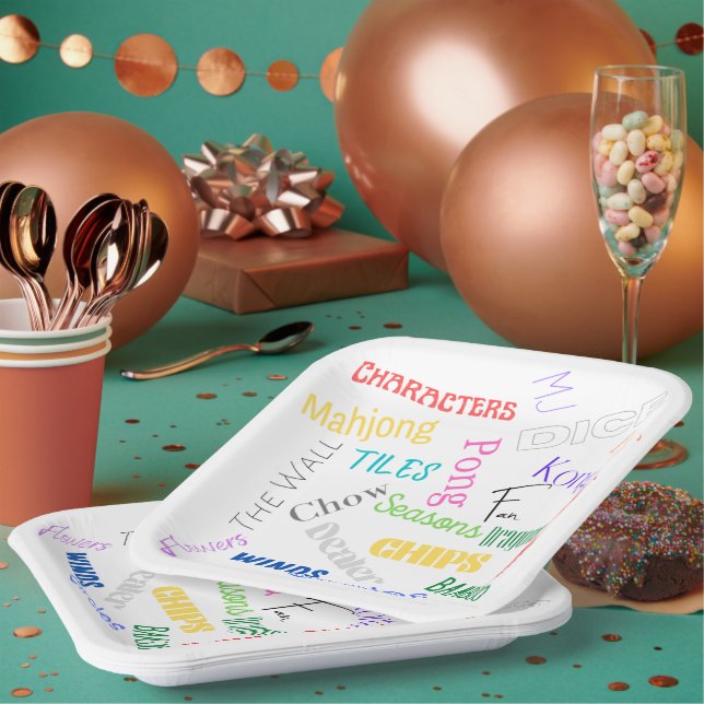 9" Mahjong Themed Paper Plate (Multi)