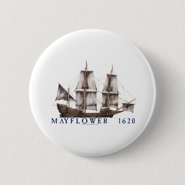9 mayflower ship 6 cm round badge (Front)