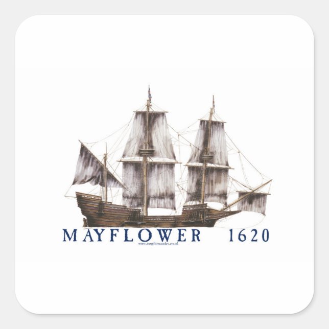 9 mayflower ship square sticker (Front)