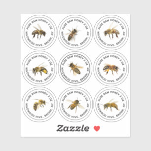9 Mini Honey Jar Labels with Bees 1.25"  