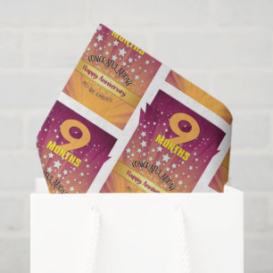 9 Month Recovery Anniversary Bold Numeral Tissue Paper