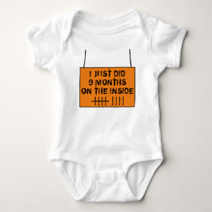9 Months On The Inside Funny Jail Black And Orange Baby Bodysuit