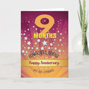 9 Months Recovery Anniversary Bold Numeral Card