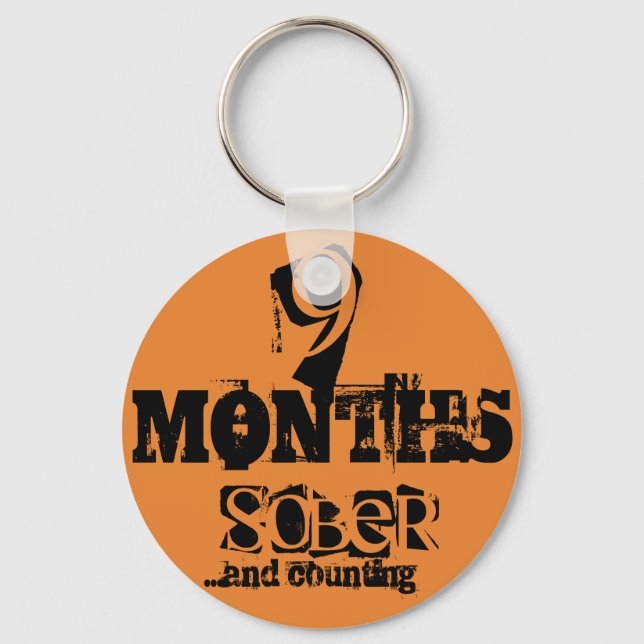 9 Months Sobriety Key Ring (Front)