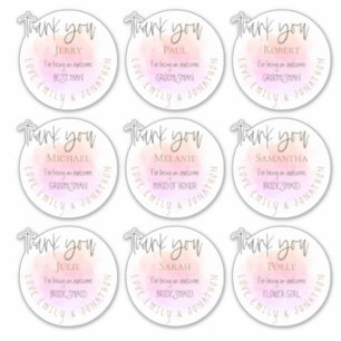 9 Names Thank You Message Bridal Individual Pink
