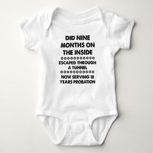 9 Nine Months On The Inside Escape Funny Romper Baby Bodysuit