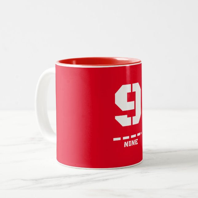 9-Nine NATO Phonetic Number and Morse Code Two-Tone Coffee Mug (Front Left)
