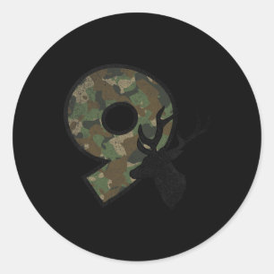 9 Nine Year Old Boy Ninth Birthday Country Camo De Classic Round Sticker