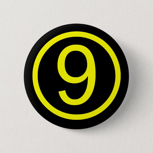 9 - number nine 6 cm round badge (Front)
