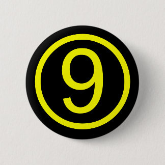 9 - number nine 6 cm round badge