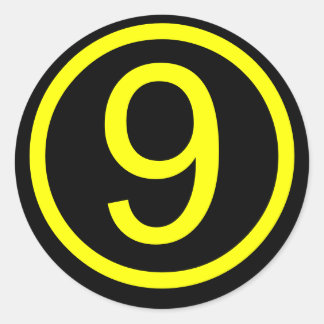 9 - number nine classic round sticker