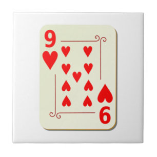 9 of Hearts Playing Card Ceramic Tile