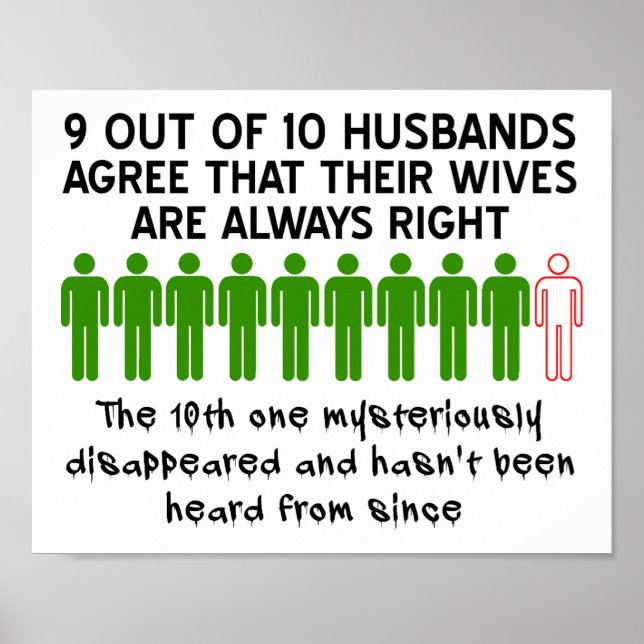 9 Out of 10 Husbands Funny Poster (Front)
