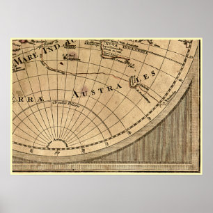 9 Panel Colour Version de L'Isle World Map Frame 9 Poster