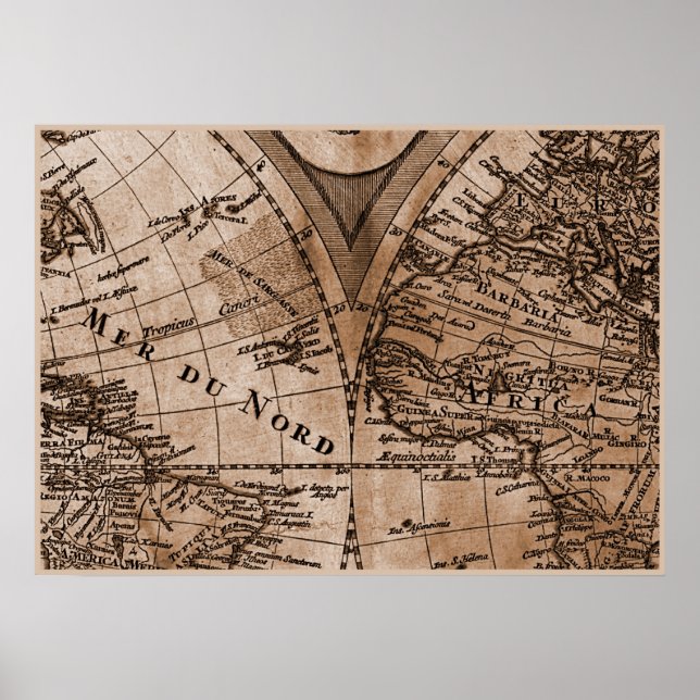 9 Panel Sepia Version de L'Isle World Map Frame 5 Poster (Front)