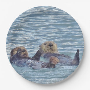 9" Paper Plate w/ otters