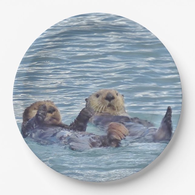 9" Paper Plate w/ otters (Front)
