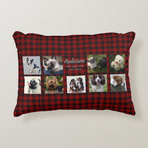 9 PET Photo Collage Bufffalo Plaid Instagram Gift Decorative Cushion