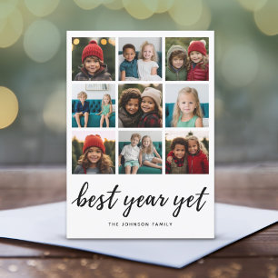 9 Photo Best Year Yet Modern Christmas Holiday Card