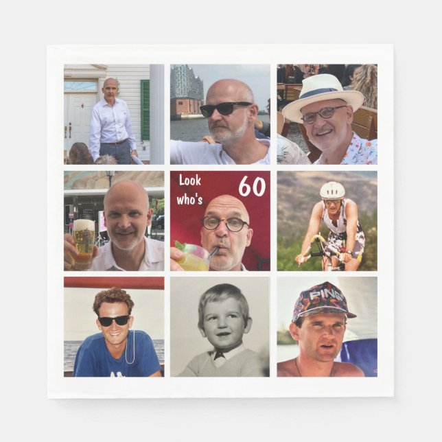 9 Photo Birthday Napkin (Front)