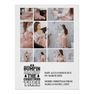 9 Photo Christmas Tree Pregnancy Announcement Poster