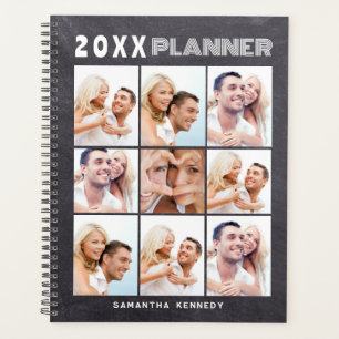 9 Photo Collage Custom Name Chalkboard Planner