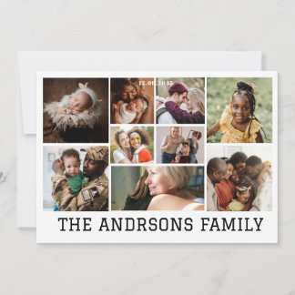 9 photo collage family holiday card | Invitation
