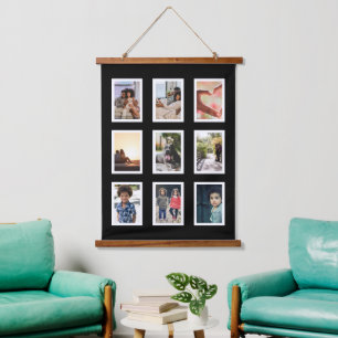 9 Photo Collage Family Personalised Hanging Tapestry