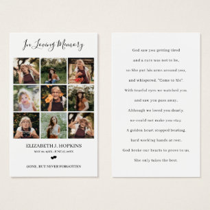 9 Photo Collage Funeral Memorial Prayer Cards