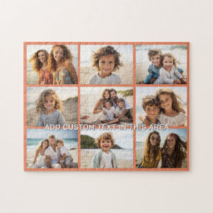 9 Photo Collage Minimalist - Optional Text Overlay Jigsaw Puzzle