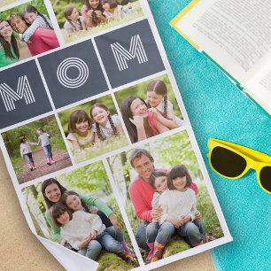 9 Photo Collage Mum Mother's Day Beach Towel
