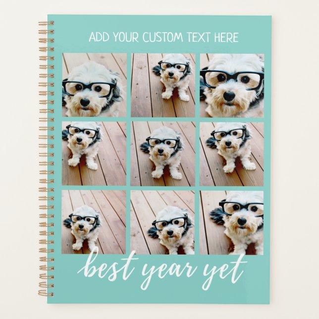 9 Photo Collage Optional Text -- Best Year Ever Planner (Front)
