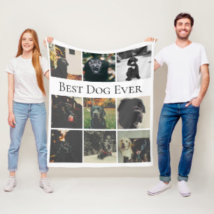 9 Photo Collage Personalised Best Dog Ever Fleece Blanket