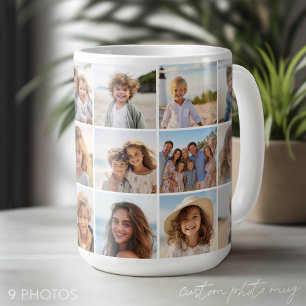 9 Photo Collage - Same Photos Both Sides of Coffee Mug