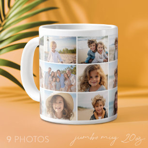 9 Photo Collage - Same Photos Both Sides of Large Coffee Mug