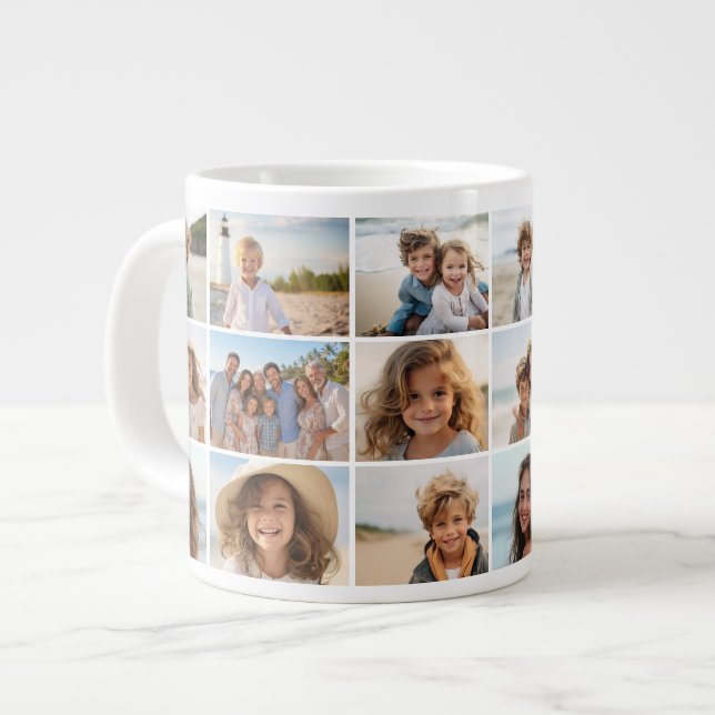 9 Photo Collage - Same Photos Both Sides of Large Coffee Mug (Front Left)
