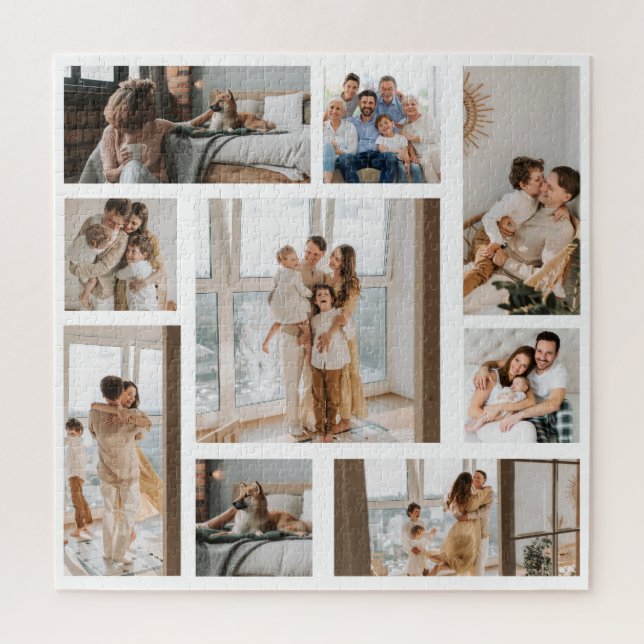 9 Photo Collage Template Personalise Jigsaw Puzzle (Vertical)